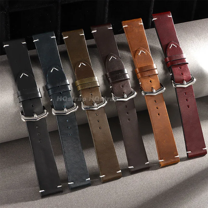 18/19/20/21/22/24mm lederen band vintage oliewas koeienhuid band voor Samsung Galaxy Watch 4 5 3 armband hoge kwaliteit polsband