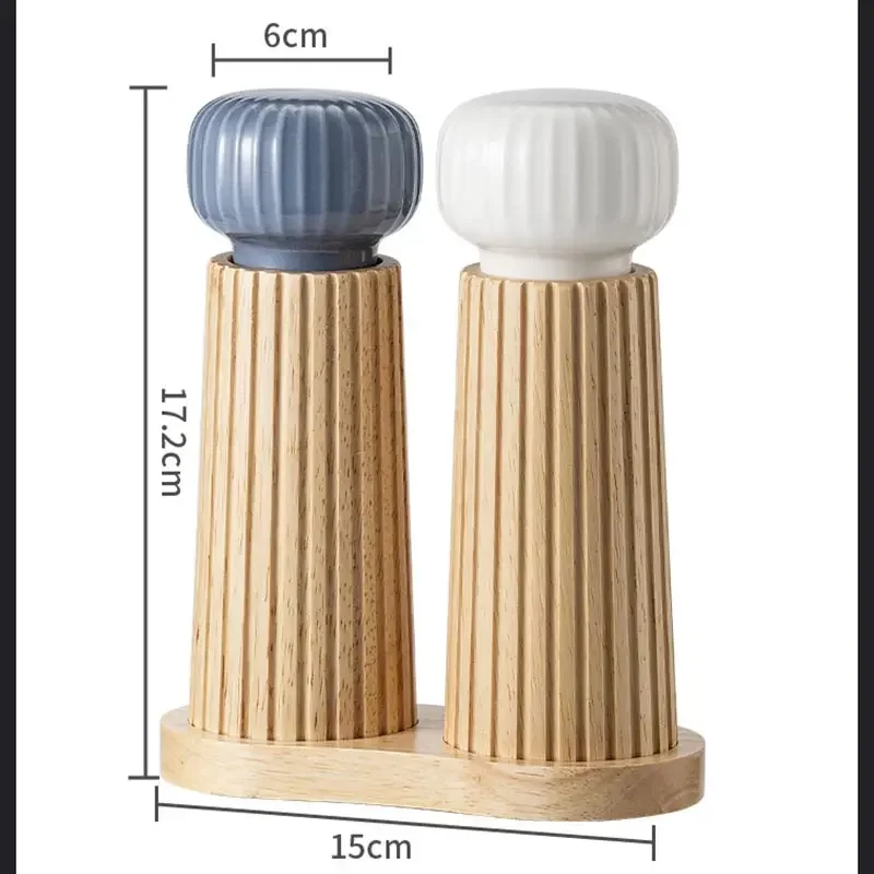 Manual Wood Pepper Grinder Sets,Striped Ceramic Head Grinding Machine, Sea Shaker Tools,Sichuan Pepper Granules Grinding Bottle