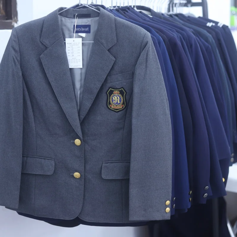 

Japanese Style Long Sleeve School Uniform Jacket with Gold Button Design Turn-down Collar Lapel Lapelless Sailor Suit Coat