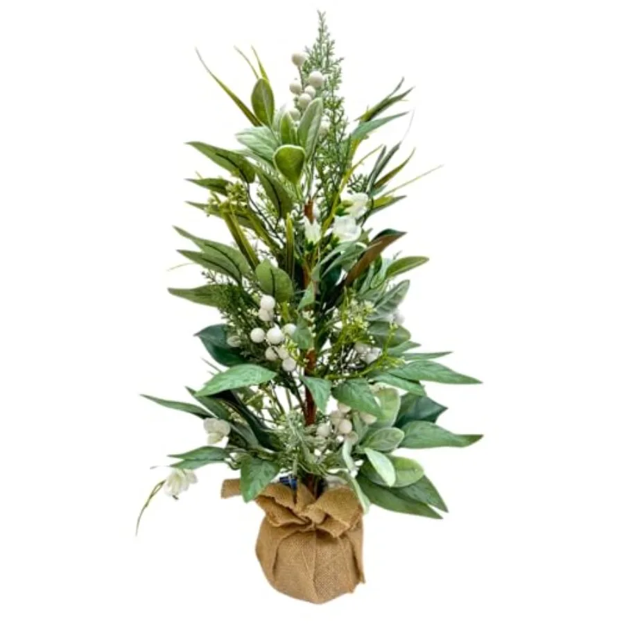 

Искусственное настольное дерево из эвкалипта с подсветкой (20 светодиодов и таймер), искусственные растения гипсофила и магнолия для декора (весна-лето)