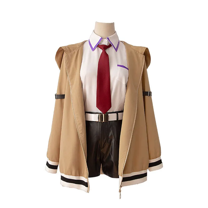 Game Steins Gate Makise Kurisu Christina Cosplay Kostuum Kapmantel Shirt Shorts Trainingspak Pruik Vrouw Carnaval Halloween Pak - afbeelding 2