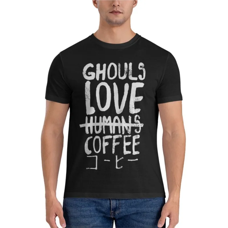 men t-shirt Ghouls love coffee Essential T-Shirt mens plain t shirts Anime t-shirt summer male tee-shirt