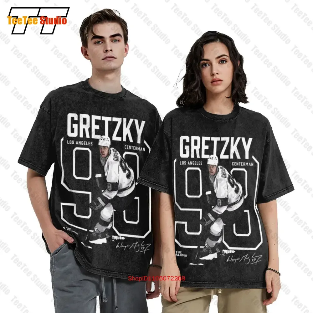 Los Angeles Nhla Wayne Gretzky Number Outline Vintage Oversized T-Shirt Tee NO0T