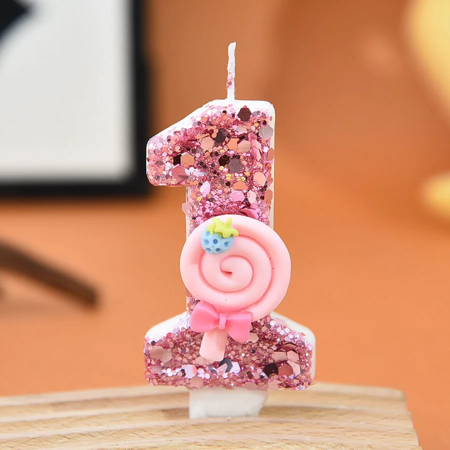 1 قطعة كبيرة 0-9 أرقام الوردي مصاصة شموع عيد ميلاد DIY بها بنفسك كعكة الديكور هدايا لفتاة مهرجان شموع حفلات الزفاف