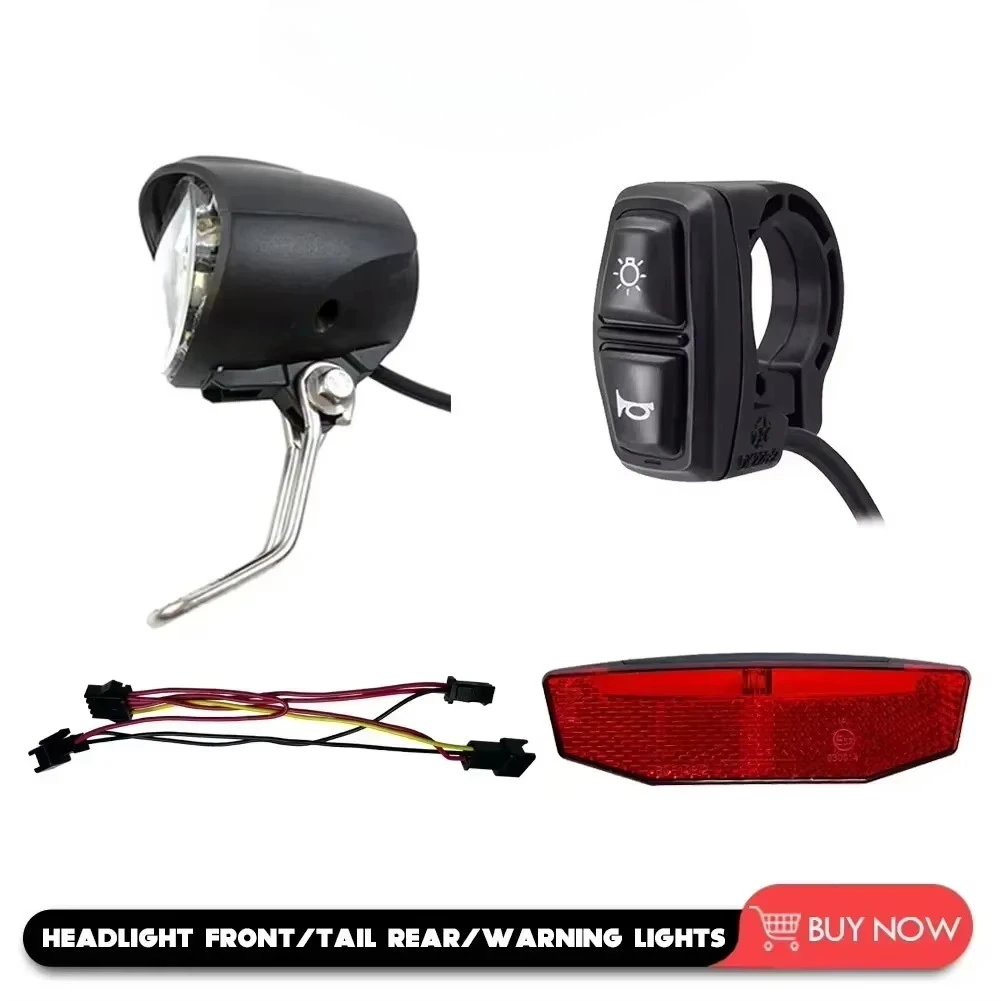 

1Set 12V-72V rear light for electric bike Ebike Headlight+Horn tail light Led bicycle with switch universal for electric bike