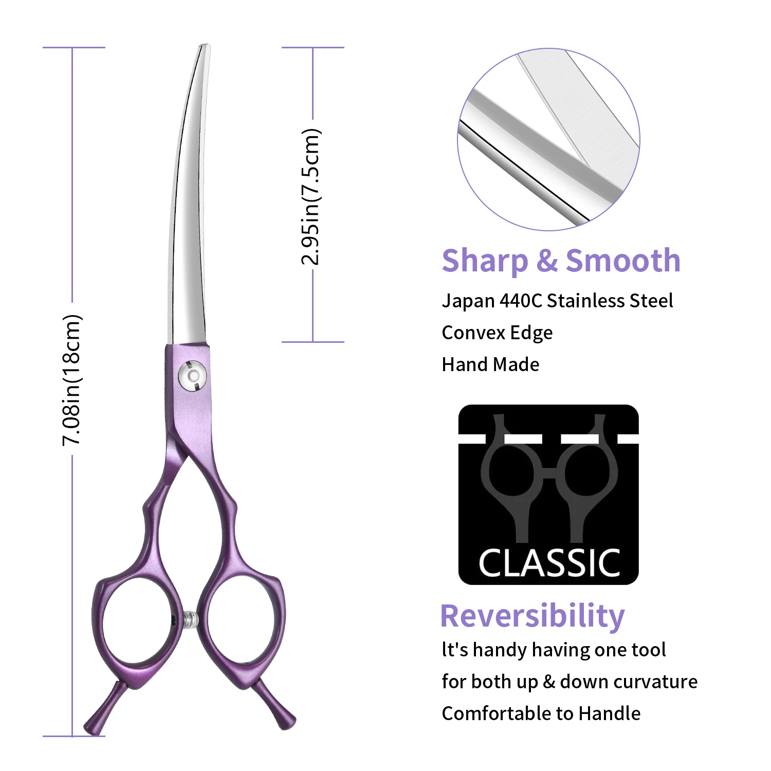 Curved Pet Hair Scissors Grooming Both Hand Available Stainless Steel Dog Scissors Pets Shears Animal Cutting Scissors