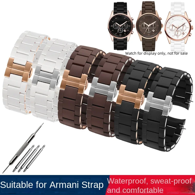 Women 20mm men 23mm Couple Watch Strap bracelet AR5889 5890 AR5906 5905 5920 watchband silicone stainless steel strap For Armani