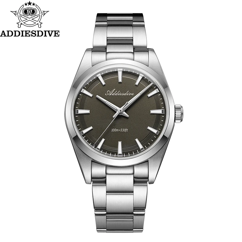 Addiesdive casal relógio de luxo aço inoxidável 10bar à prova dwaterproof água luminosa relógio quartzo moda 36mm relógios masculinos e femininos