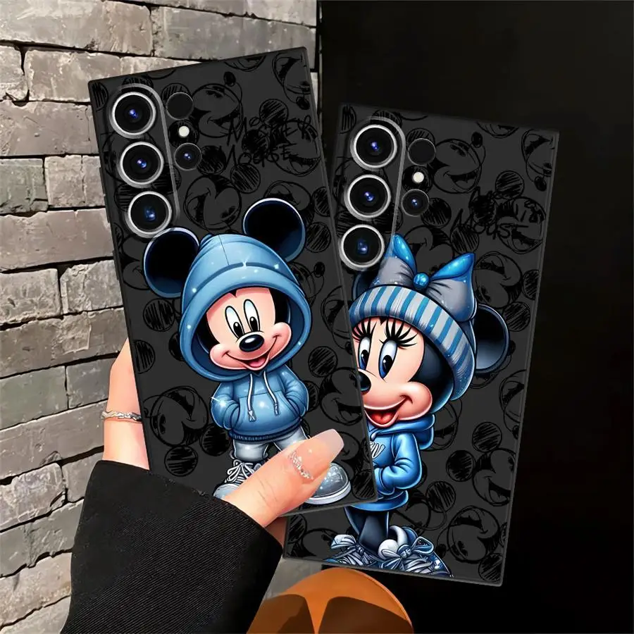 حافظة ديزني ميني لهاتف سامسونج جالاكسي S25 Edge S23 Ultra S21 FE S20 S24 Plus غطاء هاتف ناعم أسود #6