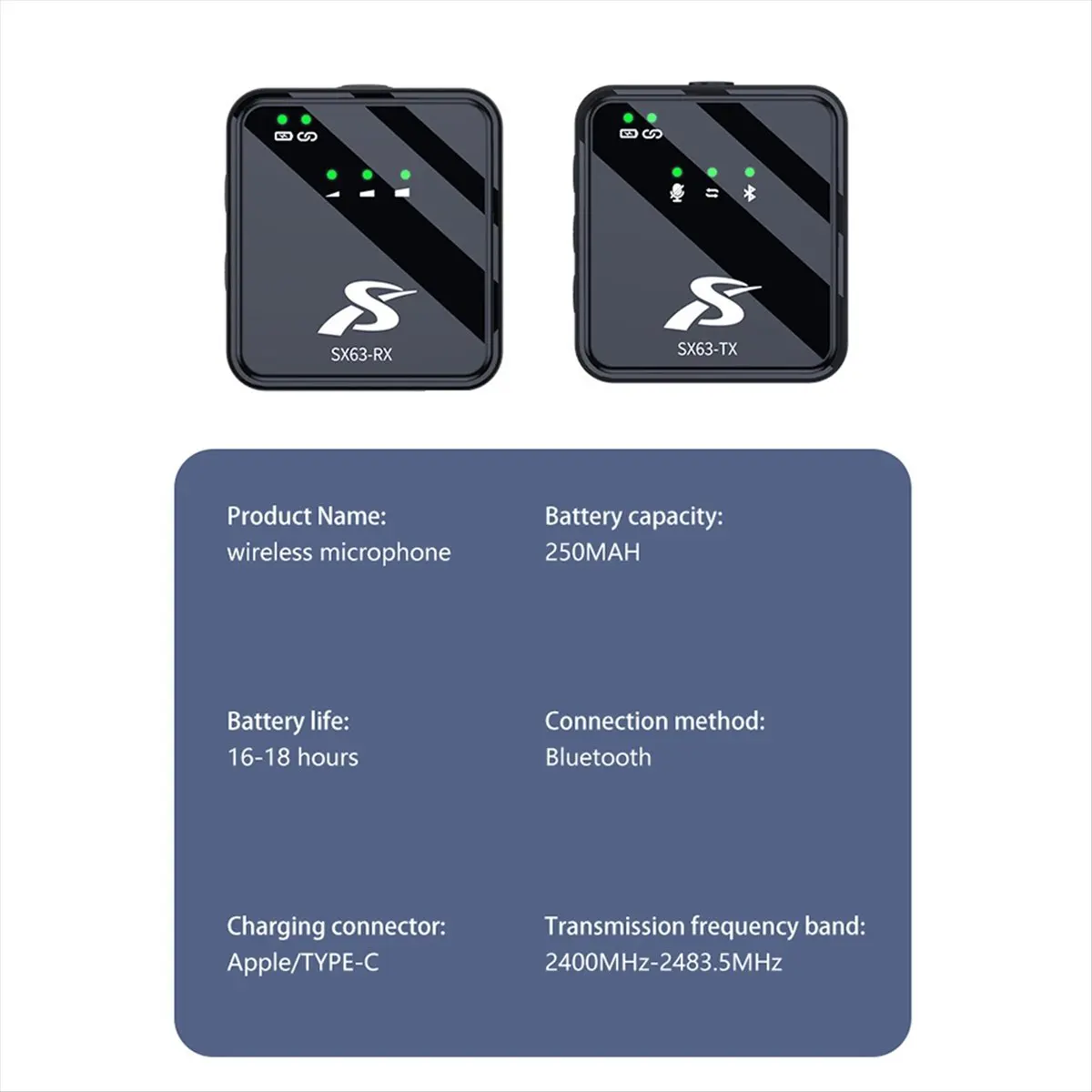 AC1533★♠◐SX63 One to Two Intelligent Noise Reduction Wireless Lavalier Microphone with Charging Case for Live Radio Recording