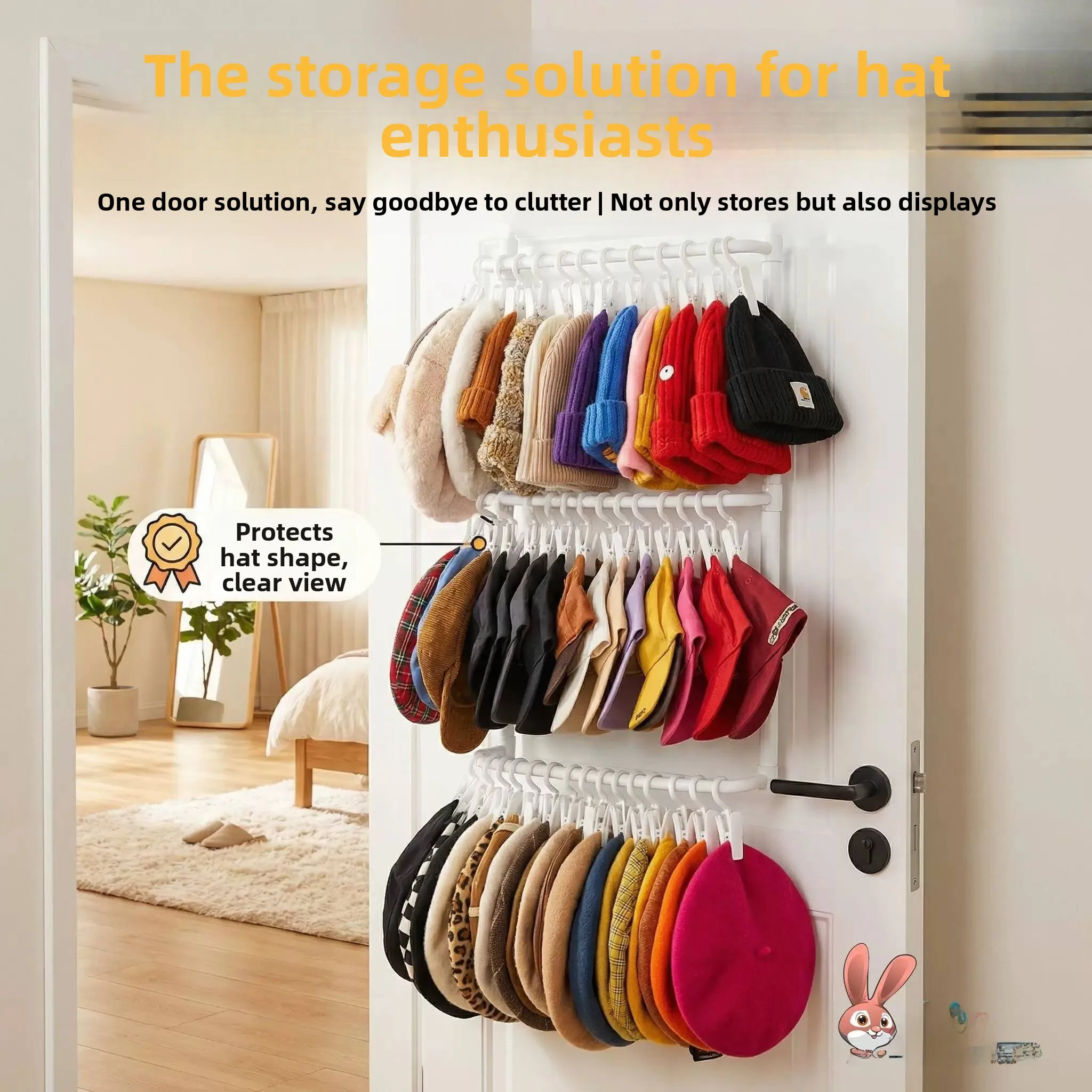 Hat Storage Rack Home Baby Row Type Multi Clip Dormitory Hook Wall Hanging Sock Rack Organizer Tool for Hats And Accessories