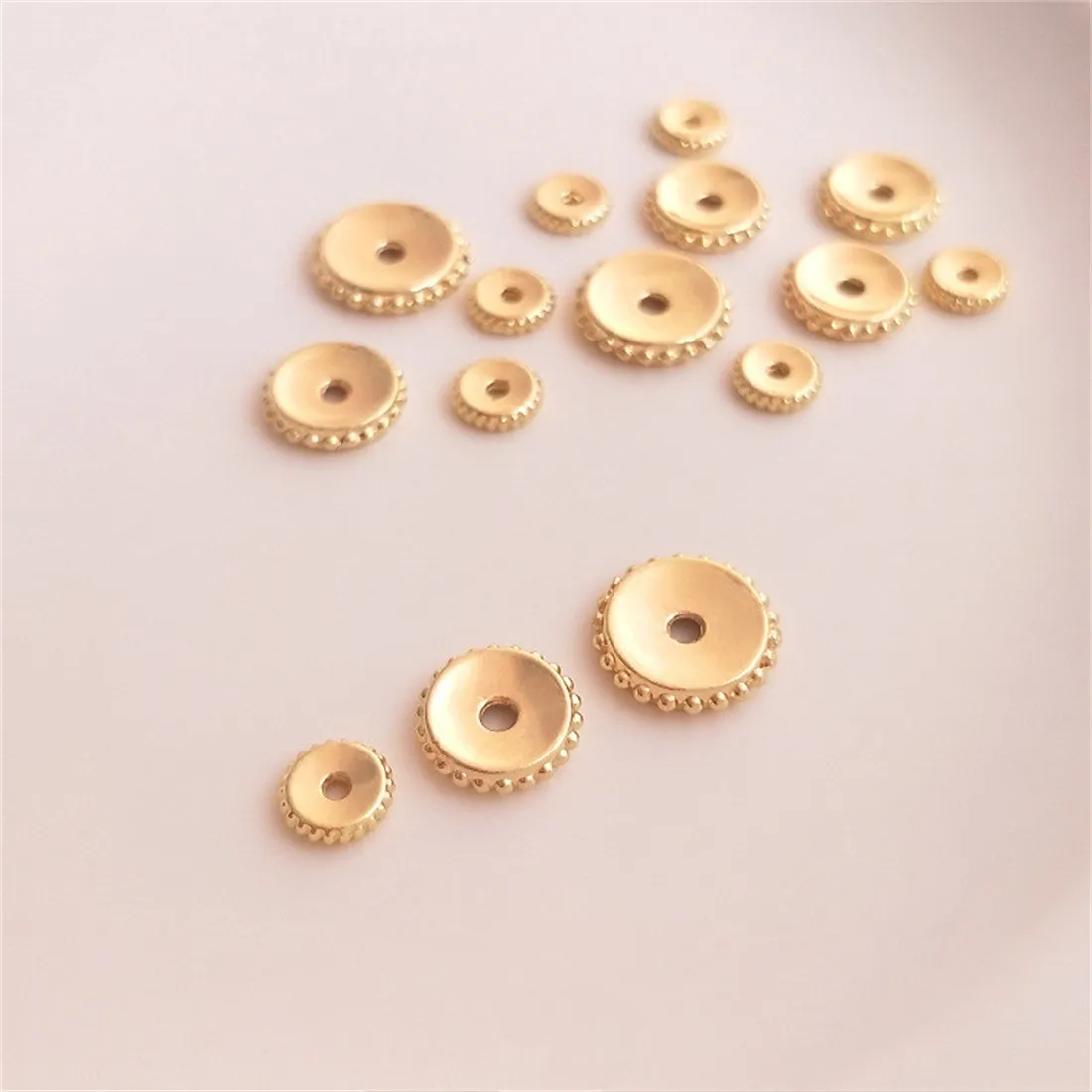 10PCS 14K Gold Coated Circular Lace Partition, Handmade Loose Bead, DIY Bracelet, Necklace, Jewelry Accessories