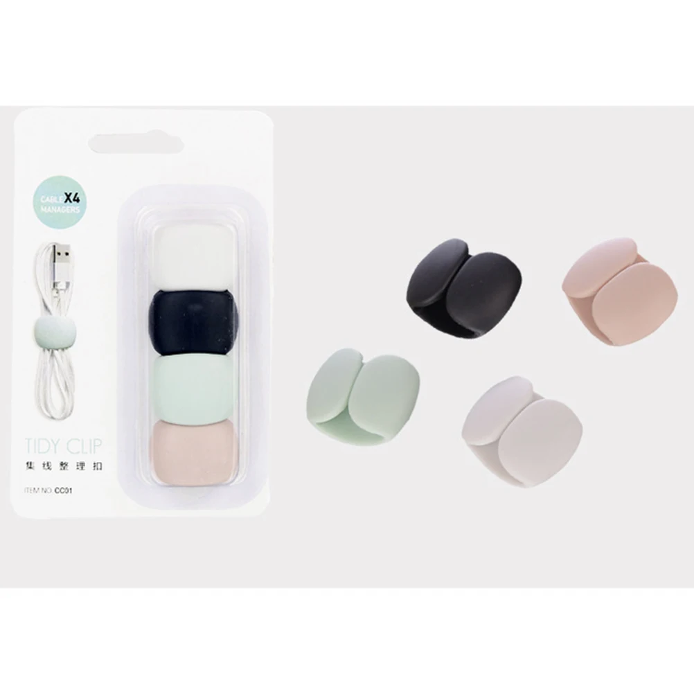 

4pcs Ties Reusable Durable Line Clasp Usb Cable Clip Data Cable Cord Organizer Wrap Winder Buckle Clamp Set Random Color