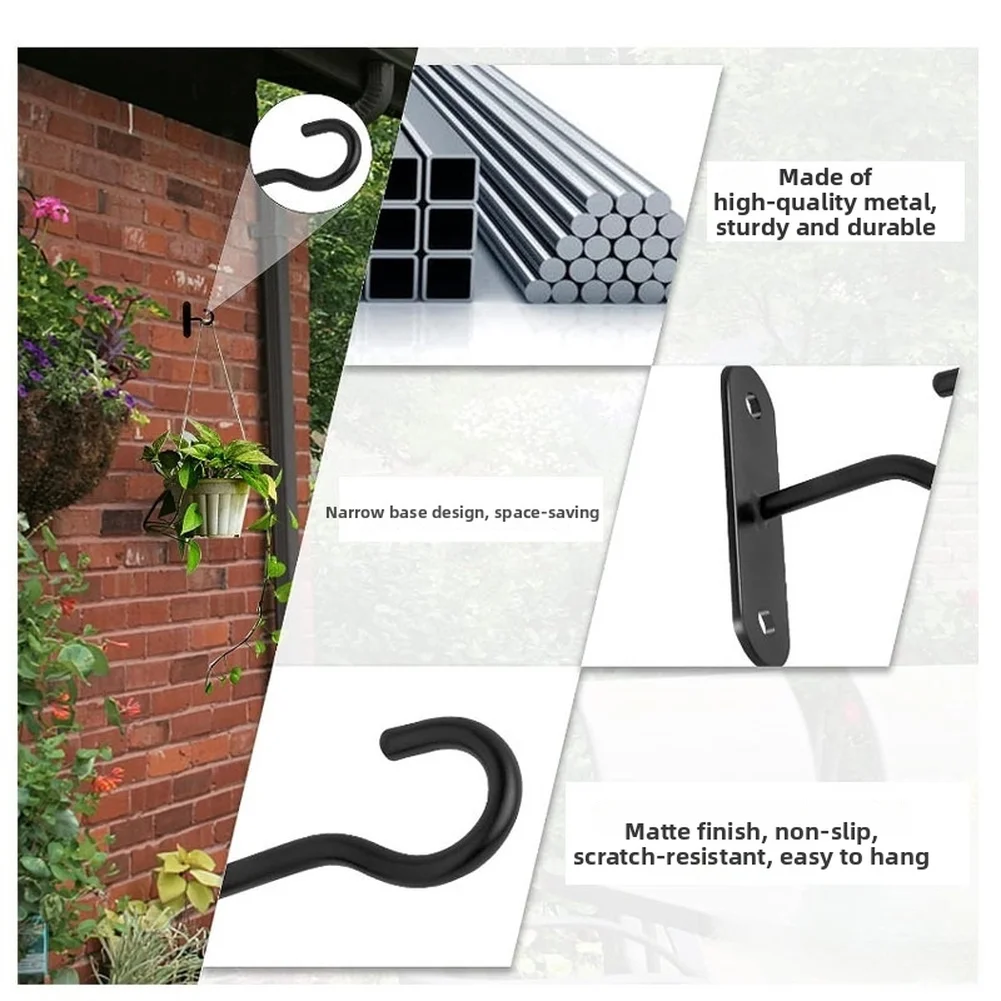 4 Count Iron Wall Brackets with Screws and Expansion Anchors for Indoor Outdoor Hanging of Plants Lights and Accessories
