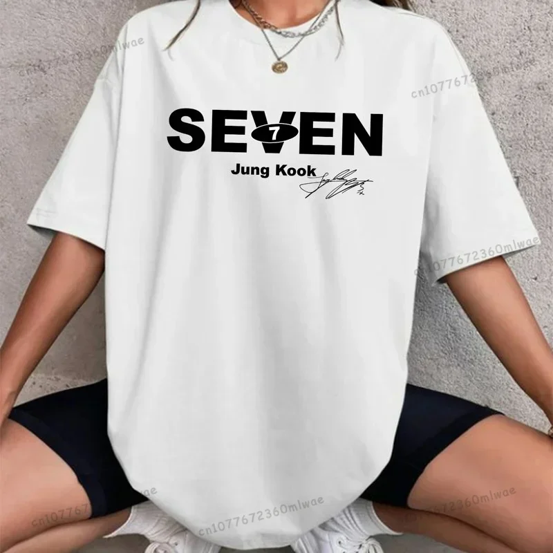 JungKook Seven T Shirt Men Women Harajuku Graphic Letter T-Shirt High Quality Casual Cotton 2023 Tees Shirts Tops Clothes