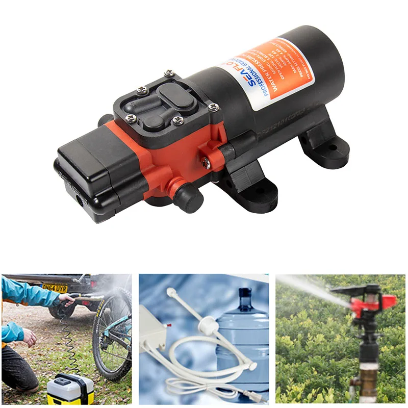 12V 24V Marine Diaphragm Water Pump Miniature Electric Booster Pump Self-priming Pump Solar Shower Car Wash Toilet Pumping RV