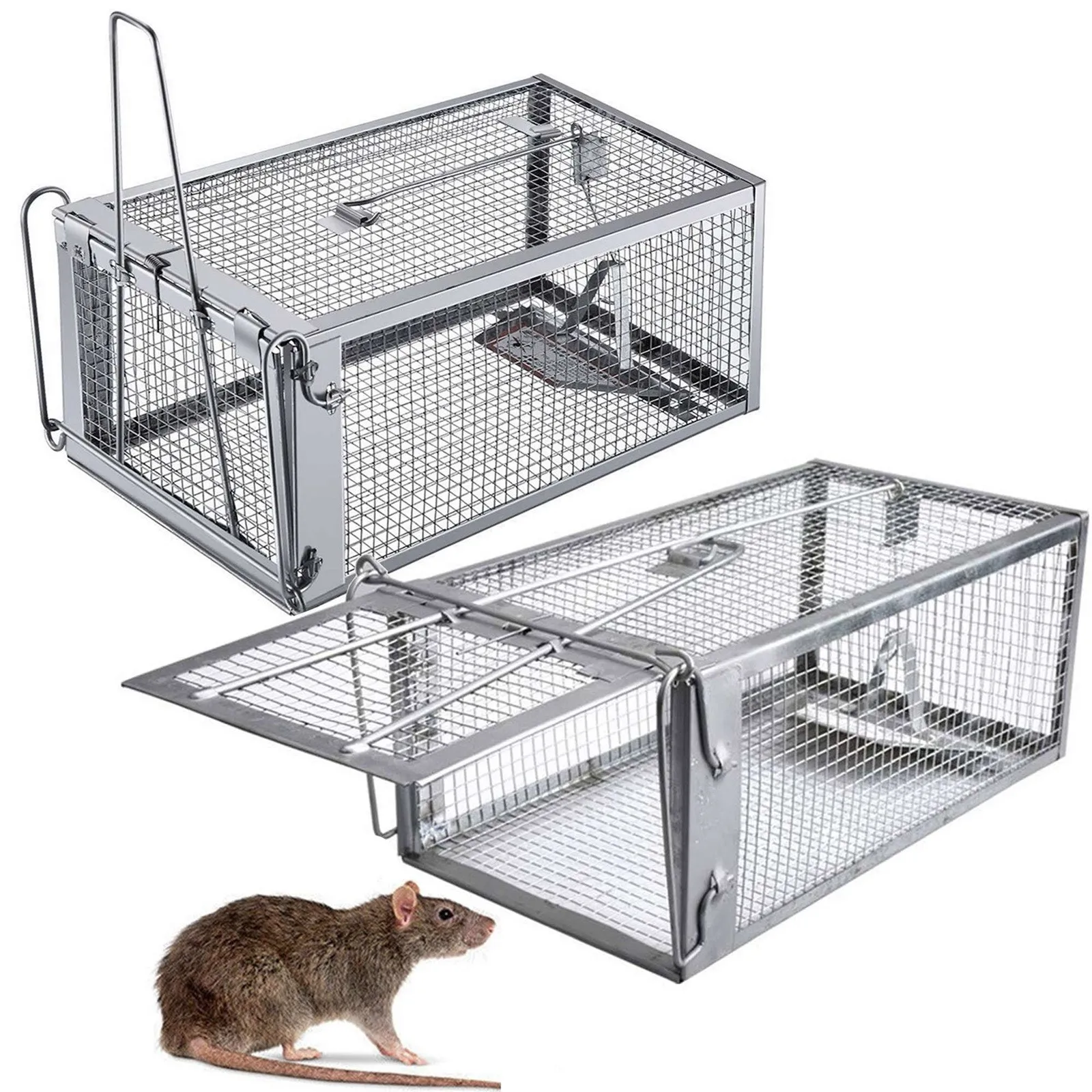 

2PCS Trap Cage Mouse Catcher Household Iron Net Mouse Catcher Reusable Mousetrap Humane Rat Cage Traps