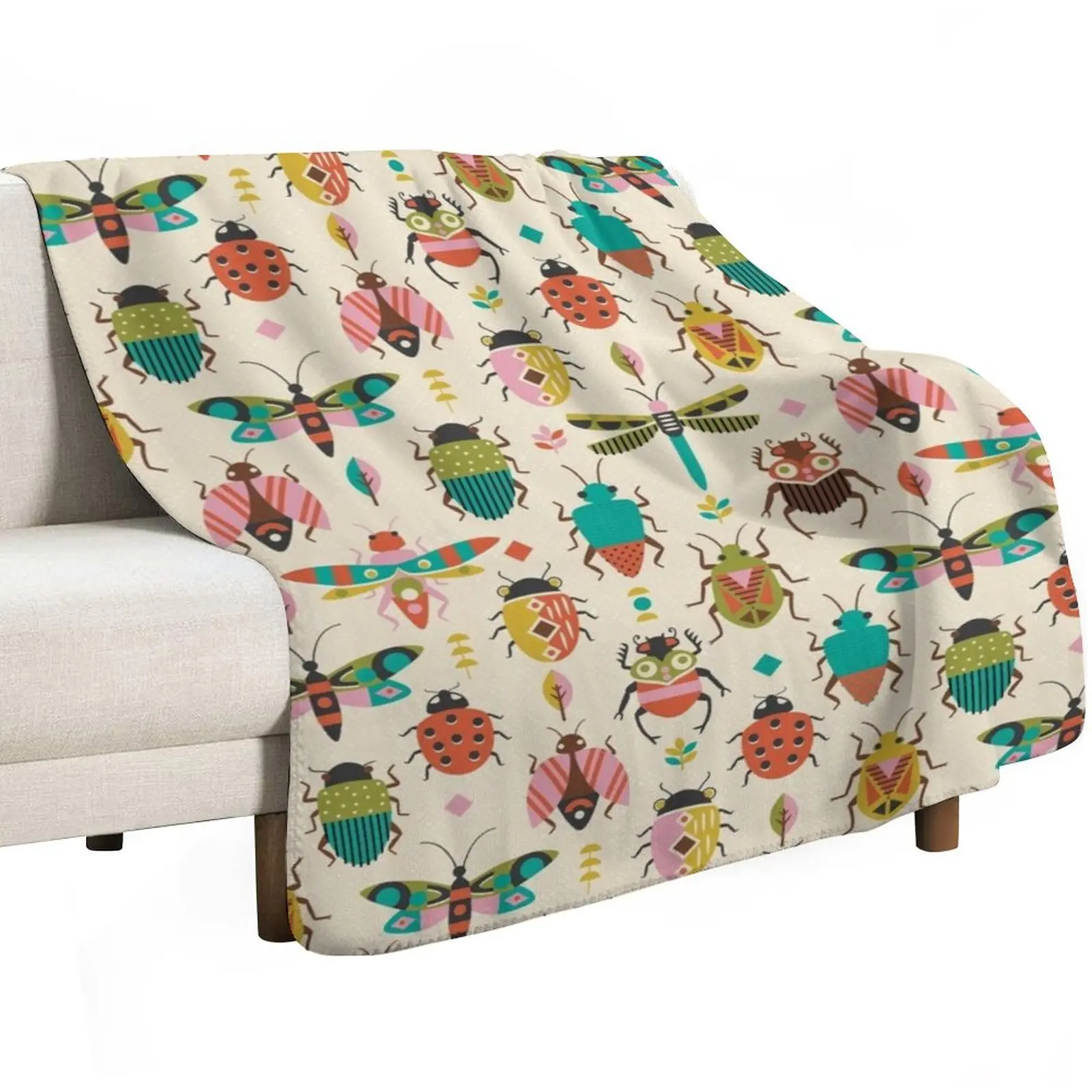Mid century bugs Throw Blanket bed plaid heavy to sleep Decorative Sofas Sofa for babies Soft Plush Plaid Blankets