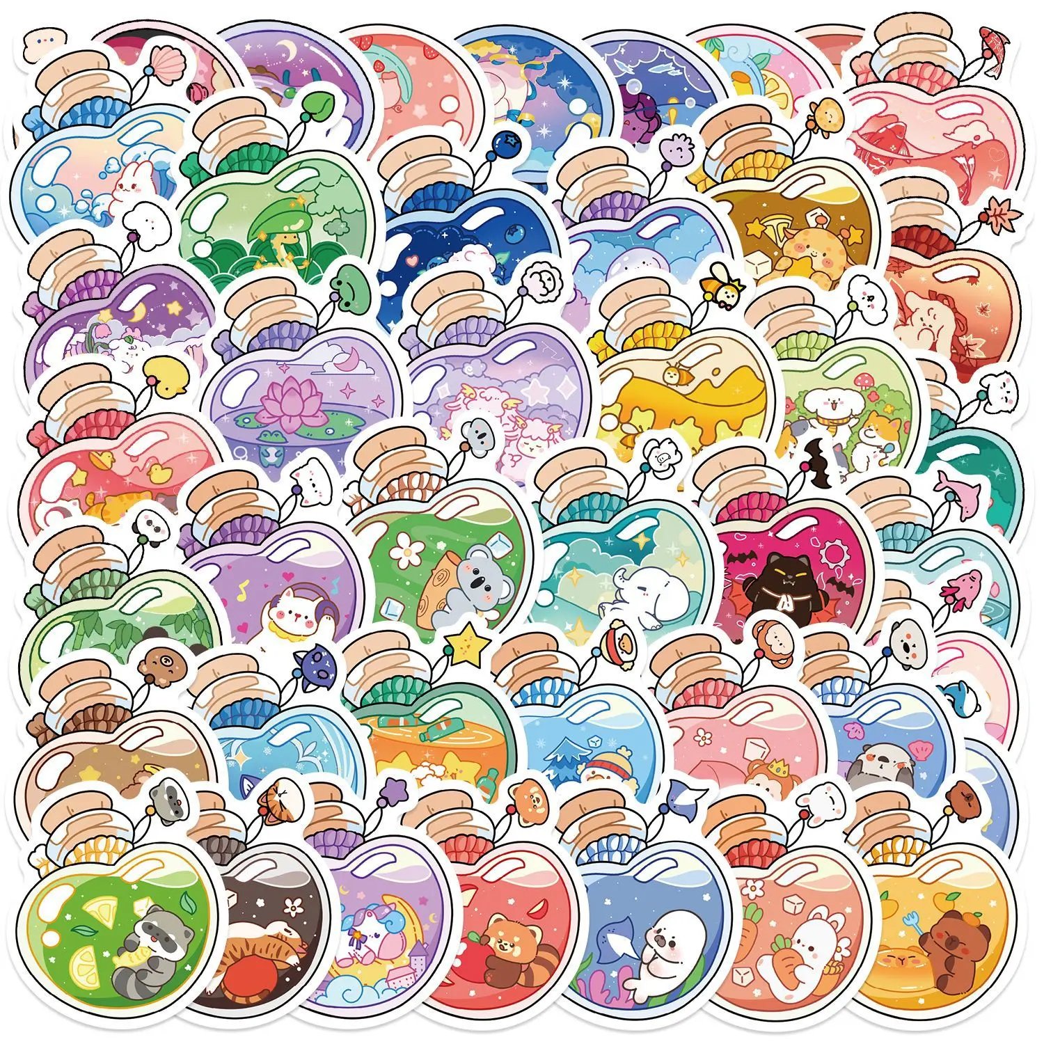 50PCS INS Stil DIY Aufkleber Elf in Flasche Cartoon Aufkleber Niedlichen Tier Graffiti Aufkleber Laptop Skateboard Gitarre Auto Fahrrad
