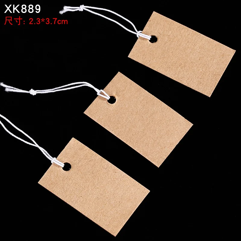 100pcs Jewelry and jewelry small tags DIY blank hanging rope small hang tags cowhide elastic thread hanging tags price tag