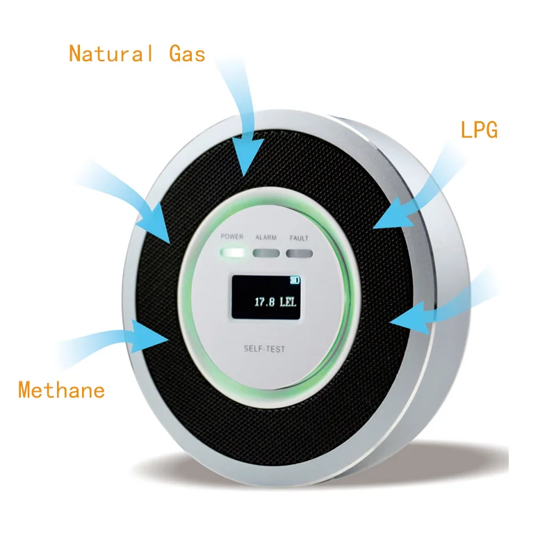 Display Digital Detector De Alarme De Incêndio 85dB Sensível LPG Metano Gás Natural Vazamento Bateria Alimentada para Casa Cozinha Segurança