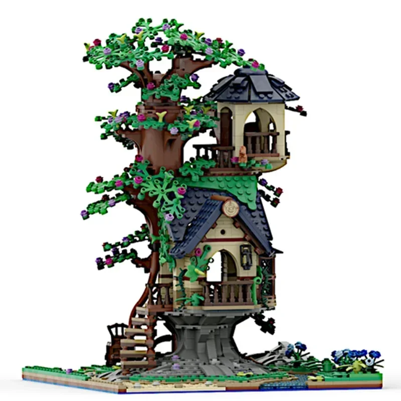 MOC-Tijolos de Construção de Little Tree House, Blocos Modulares, Modelo Street View, Brinquedos De Natal, Montagem DIY, Conjuntos De Presentes De Natal