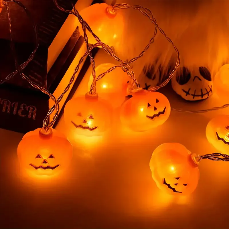 40 LEDS Halloween Pumpkin LED String Lights with Remote Control for Indoor Outdoor Holiday Party Halloween Decoration 817