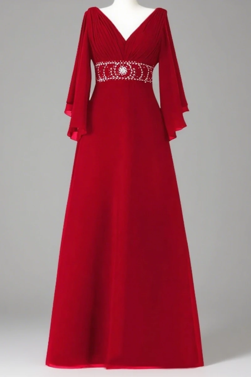 

A-line Mother of The Bride Dresses for Wedding Plus Size Bell Sleeves Formal Evening Party Dresses