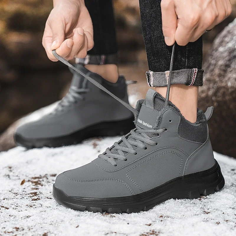 

ELUVA Thermal Snow Boots for Men Waterproof Winter Boots Non-Slip Insulated Plush Lightweight Hiking Shoes Comfort Work Boots