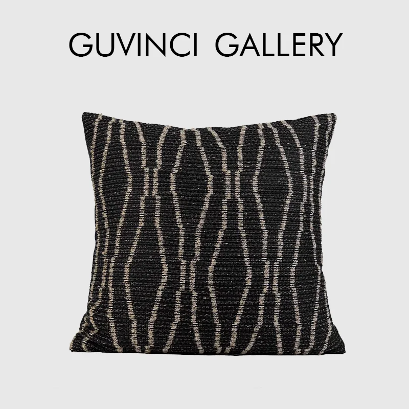 GUVINCI GALLERY Wabi Sabi Khaki Vibes Cushion Cover Modern Simple Lines Jacquard Throw Pillow Case Boho Chic Bedroom Sofa Decor