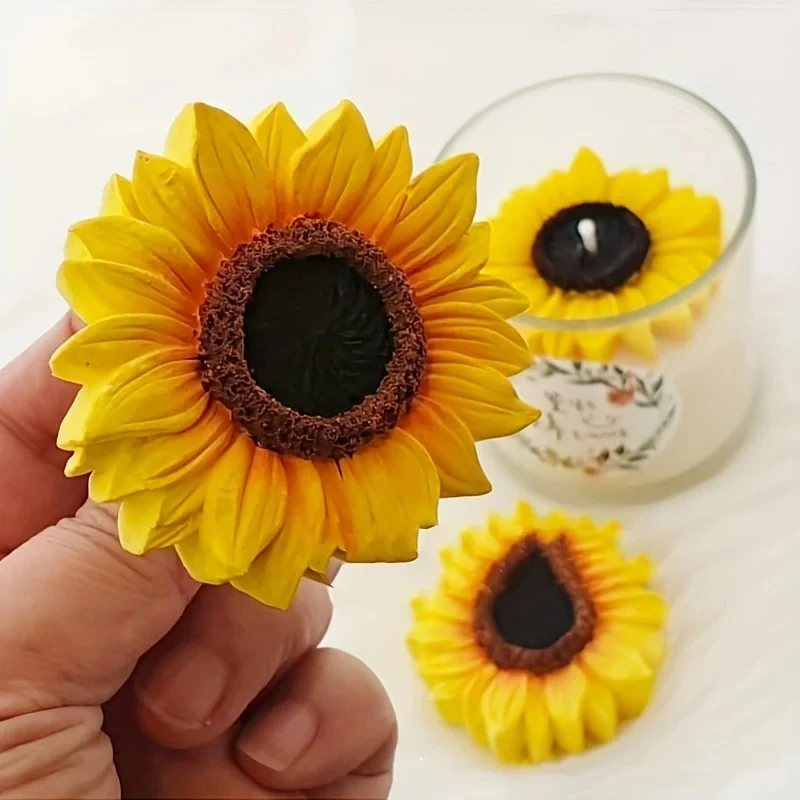 2PCS 3D Sunflower Candle Mold Silicone Soap Gypsum Aromatherapy DIY Baking Tools Plaster Home Decor Clay Resin Art Crafts