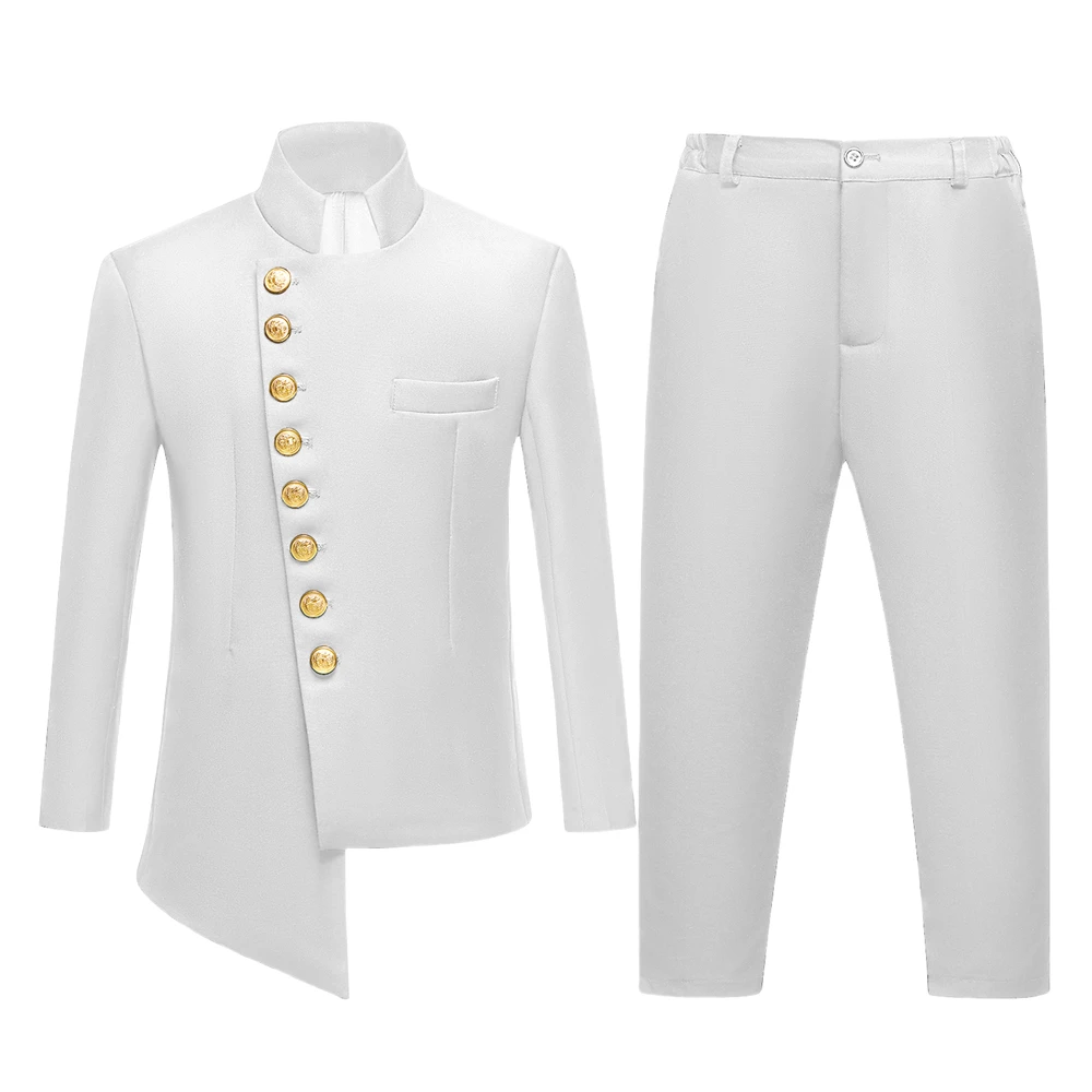 Africa Traditional Suit Set for Kids 3-14 Years - Half Stand Collar Formal Suits Children Wedding Party Dresswear Jacket Pants