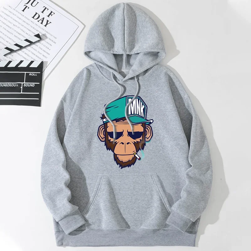 

Autumn and Winter New Men's Smoking Monkey Printing Fashion Casual Long Sleeve Hooded Loose Pullover Hooded Street Sweatshirt