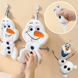 Disney Frozen Olaf Super Absorbent Hanging Type Embroidered Towelette Home Decor Kids Coral Velvet Hand Towel Bathroom Supplies