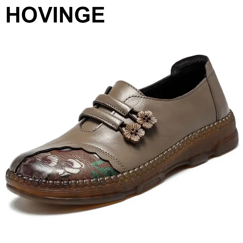 

Retro Design Women Shoes New Genuine Leather Loafers Women Casual Shoes Mother Soft Comfortable Shoes Women Flats Non-slip