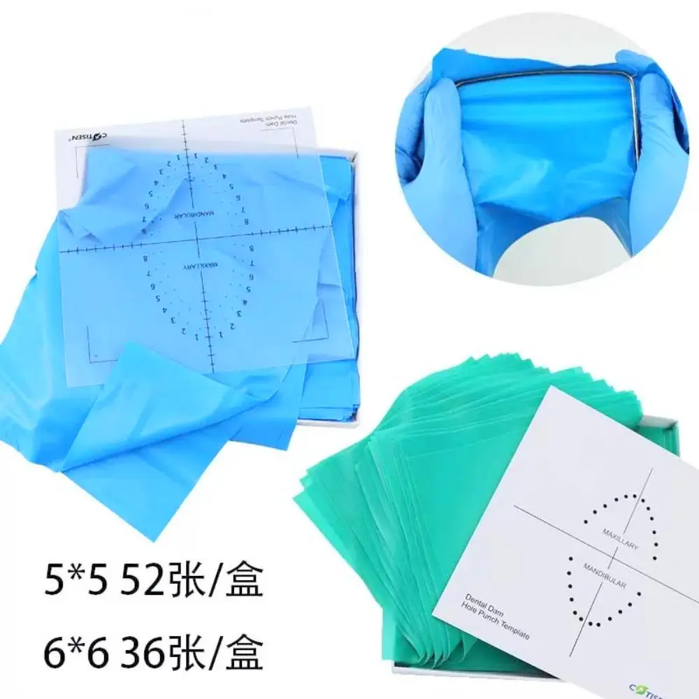 Dental Rubber Dam Cloth Sheet 5*5/6*6 Inch Non Sterile Moisture Proof Barrier Cloth for Root Canal Therapy Dental Consumables