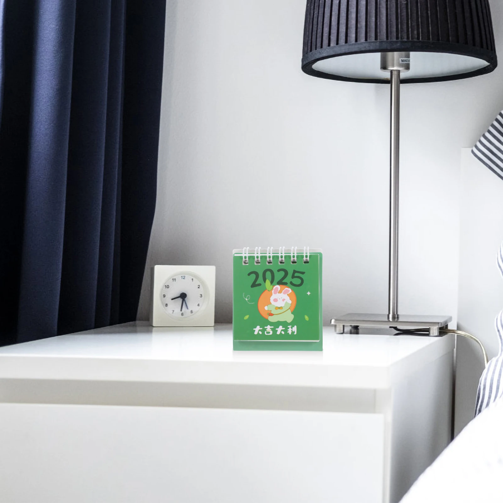 

Mini Green Bunny Desktop Calendar 2025 Double Wire Bound Flip Stand Up Design For Office Home 2024-2025 Monthly Planner