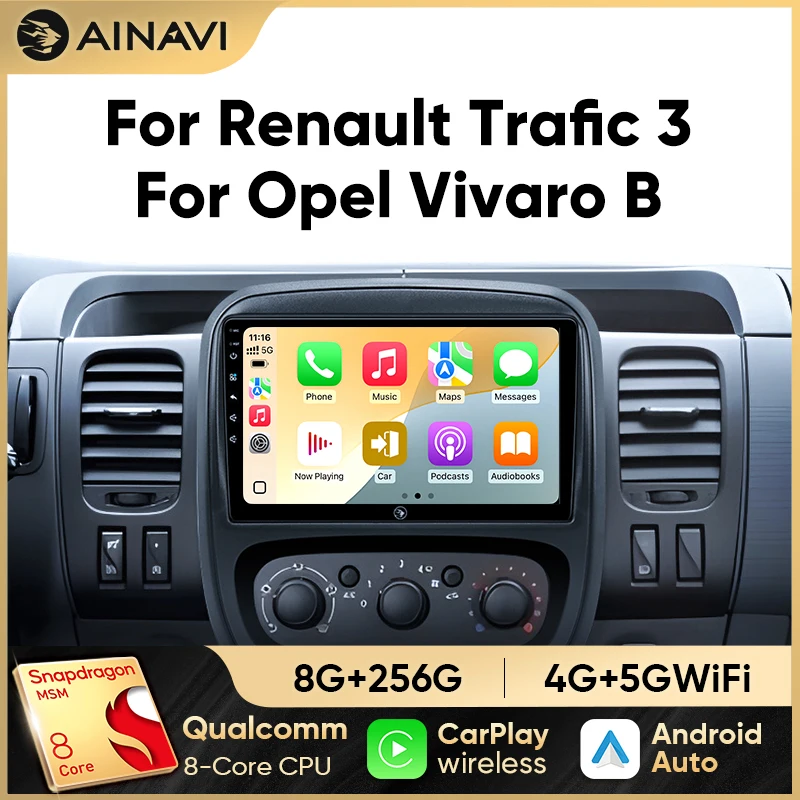 Ainavi Car Radio For Renault Trafic 3 Opel Vivaro 2014 2015 2016 2017 2018 Wireless Carplay Android Auto Car Multimedia 2 DIN