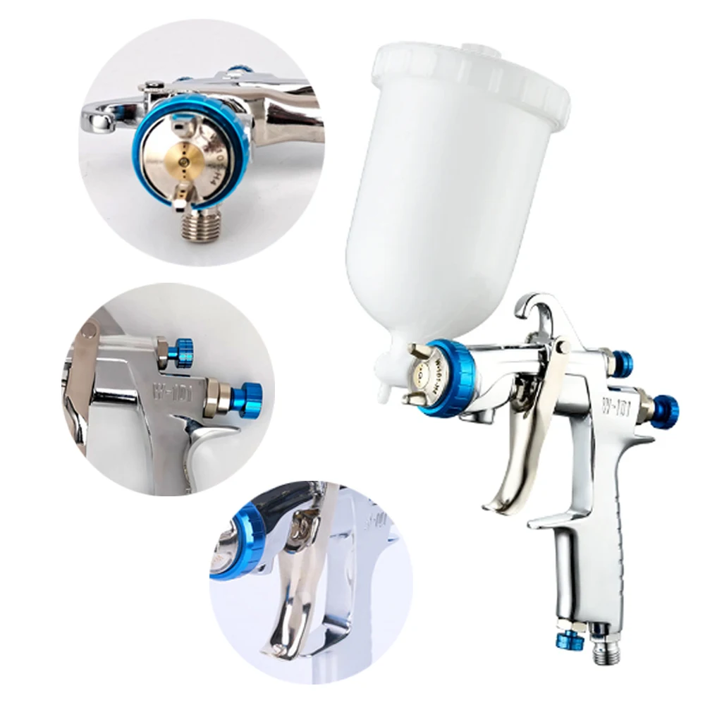 Tpaitlss HVLP W-101 Gravity Spray Gun with 400CC Plastic cups and 0.8/1.0/1.2/1.5/1.8mm spray nozzle