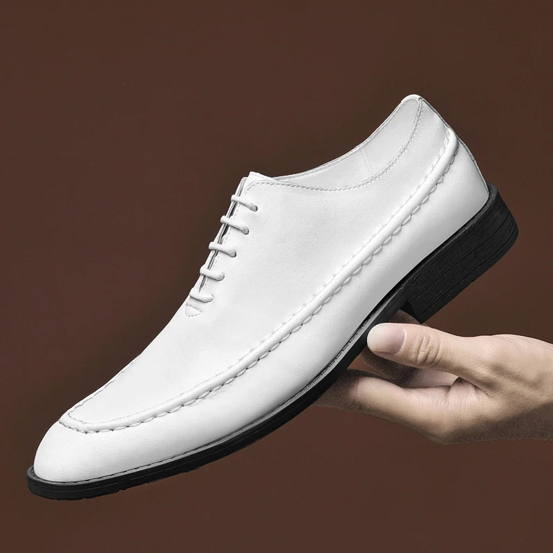 

Роскошные классические мужские модельные туфли-оксфорды из натуральной кожи, формальные туфли на шнуровке с острым носком для мужчин, свадебные деловые офисные броги