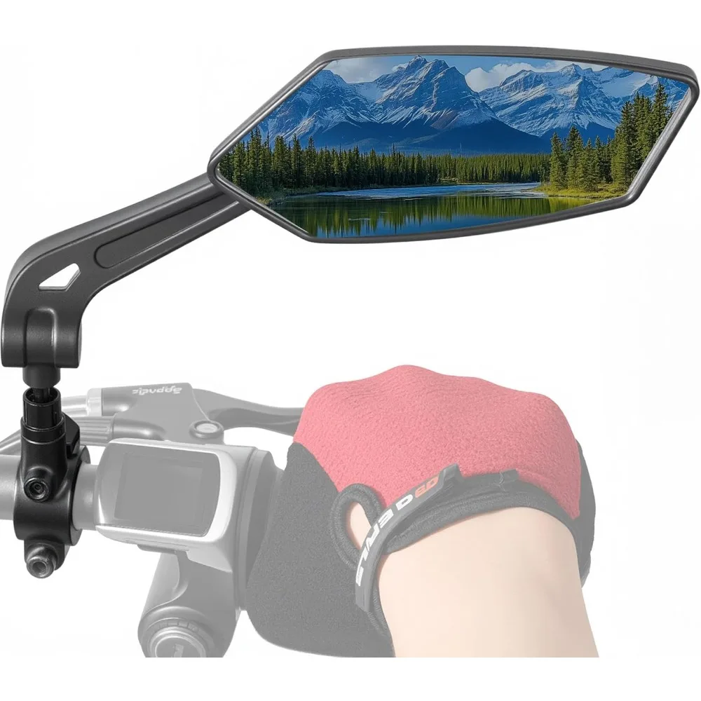 

Bike Mirror Handlebar Mount 360° Adjustable Blue, Wide Rear View Mirror Bicycle Mirrors for Handlebars with Scratch Resistant Gl