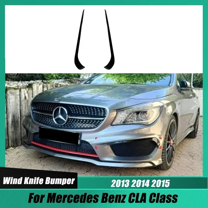 For Mercedes Benz CLA Class W117 C117 CLA45 CLA200 220 250 AMG 2013-2015 2Pcs Front Blade Trim Light Eyebrow Wind Knife Bumper