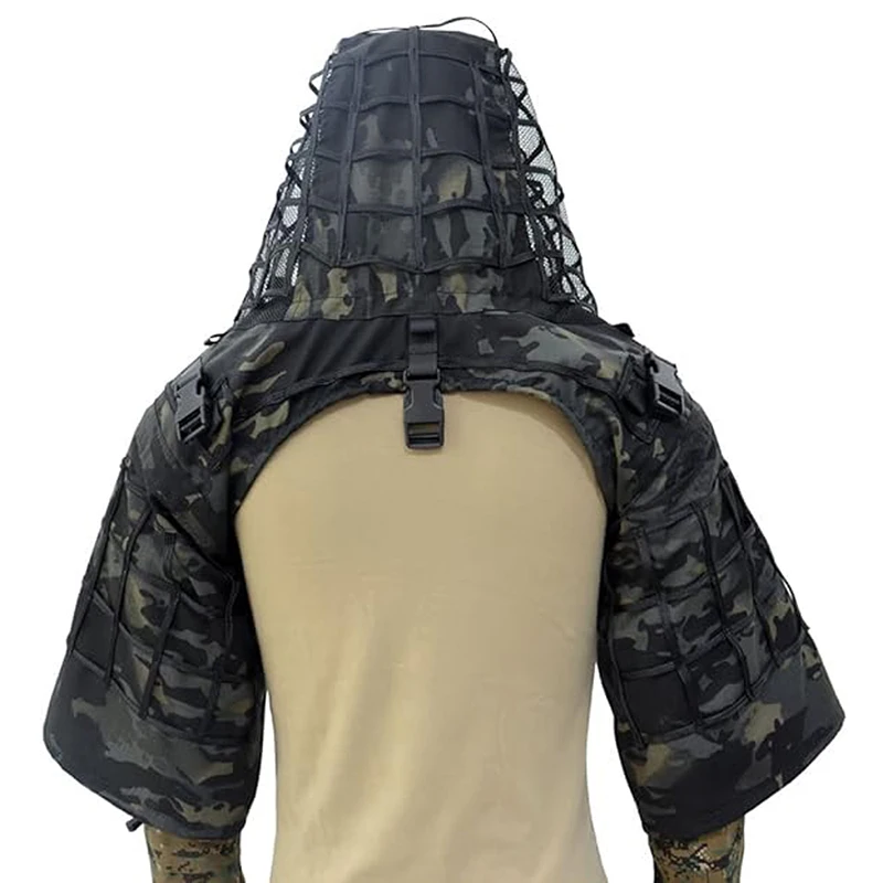 Taktischer Ghillie-Anzug, atmungsaktive Ghillie Viper Hood mit 3D-Blattstreifen, Scharfschützmantel für Wargame, Jagd, CS – Detail 23