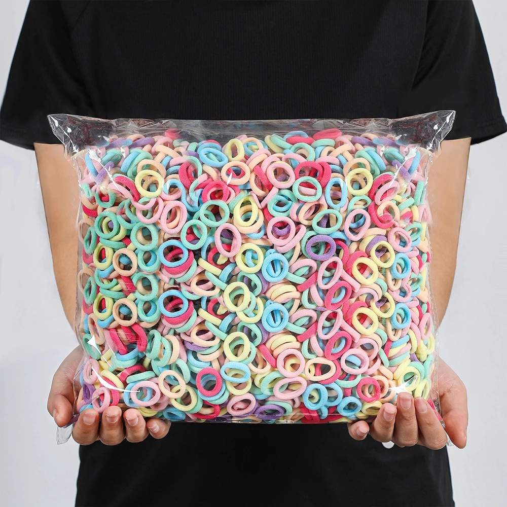 100/300/500PC Basic Elastic Hair Bands For Girls Colorful Nylon Ponytail Hold Scrunchie Rubber Band Kid Fashion Hair Accessories