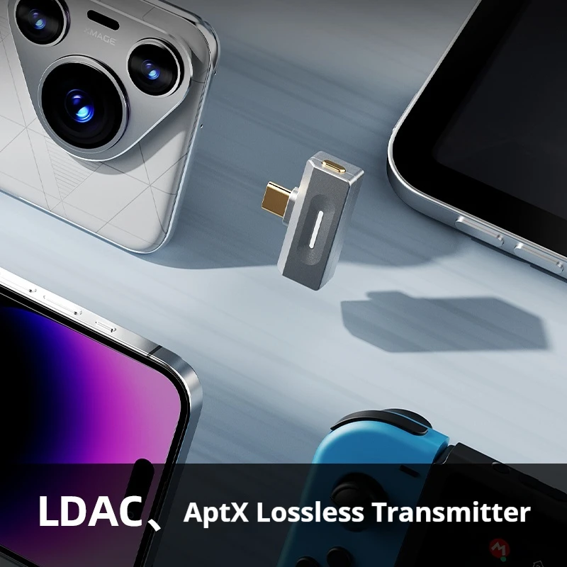 FiiO Air Link(Type-C) Bluetooth 6.0 トランスミッター、モバイル/ゲームプレーヤーからワイヤレスヘッドフォンへの接続、QCC5181 チップ、LDAC/AptX アダプティブ