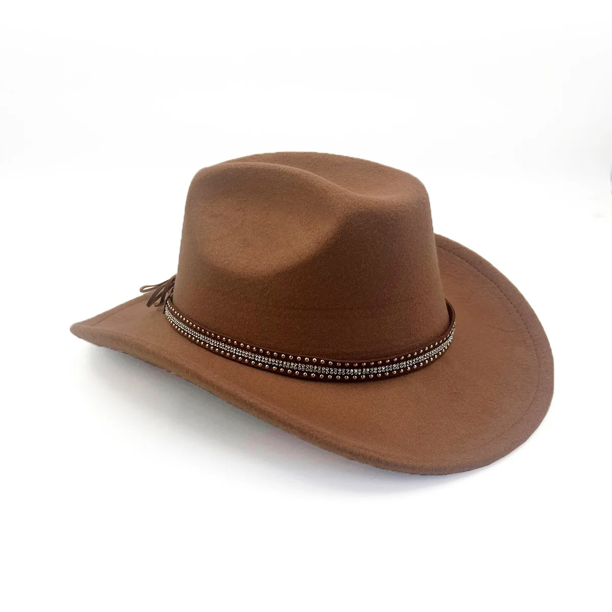 Cowboyhut im Western-Stil, Vintage, breite Krempe, Wollfilzhut für Herren und Damen, verstellbares Kopfband, Outdoor, Reiten, Rodeo, Country – Detail 5
