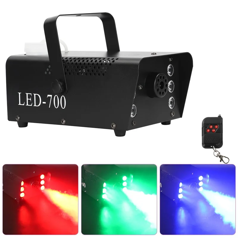 

Remote Control Fog Machine & 6pcs LED RGB lights 700W Smoke Machine Disco KTV DJ Party Wedding Club Bar Stage Event Show