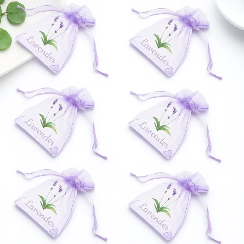

20Pcs Small Flower Drawstring Bags Empty Organza Gauze Pouches for Lavender Dried Flowers Herbs Spices Storage Breathable Aroma