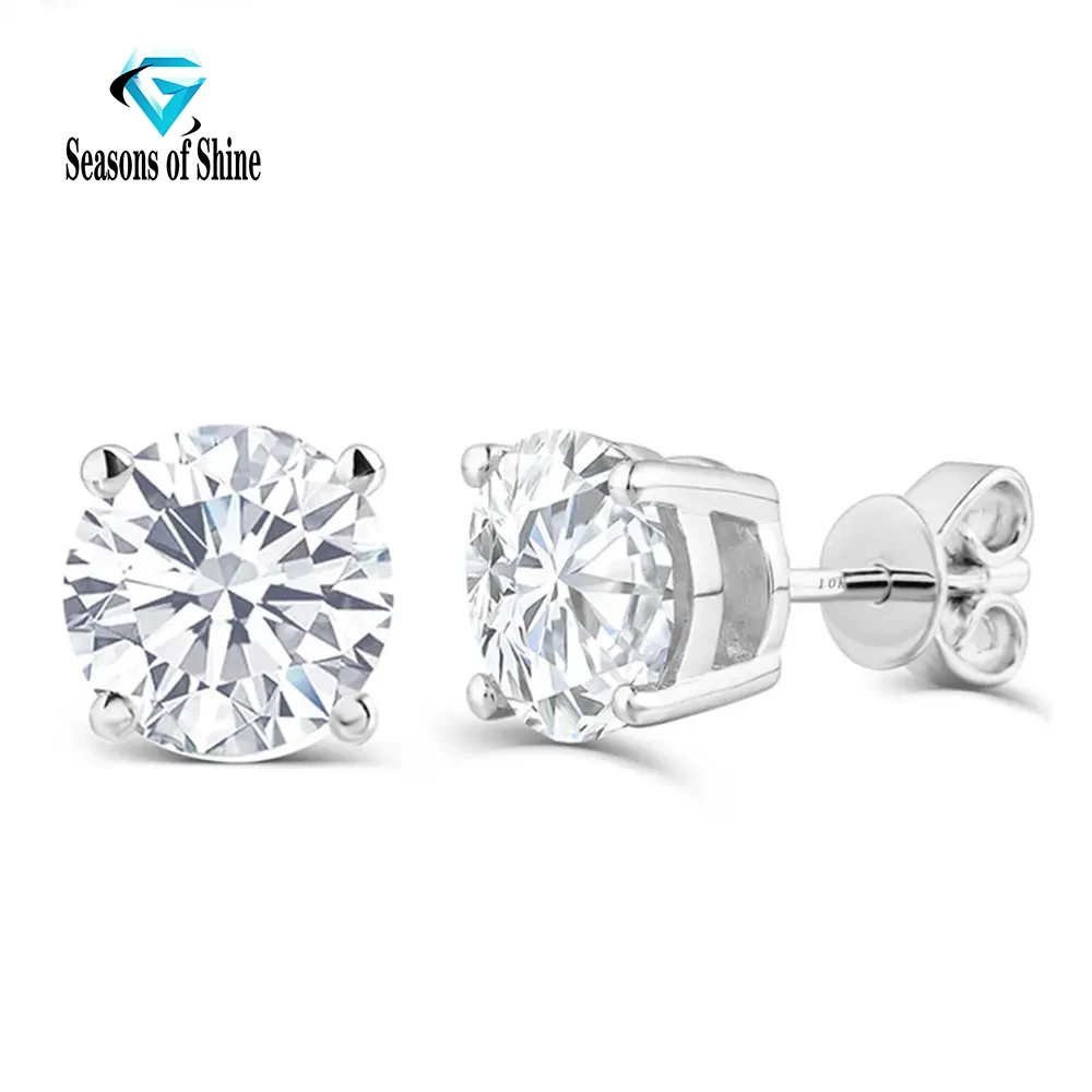 

DovEggs Classic Solid Sterling Silver 2ctw 6.5mm FG Color Lab Grow Moissanite Diamond Stud Earrings Push Back for Women Gift