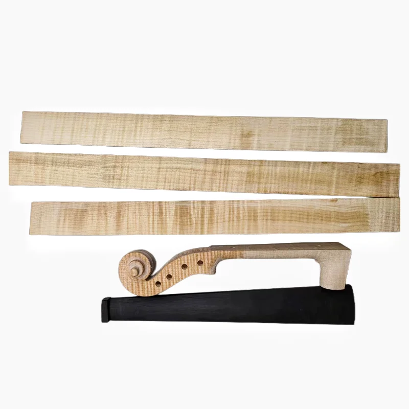 Flames 4/4 Violin Head Neck Ebony Fingerboard Fretboard Flames Violin Rib Side Blanks Maple Wood